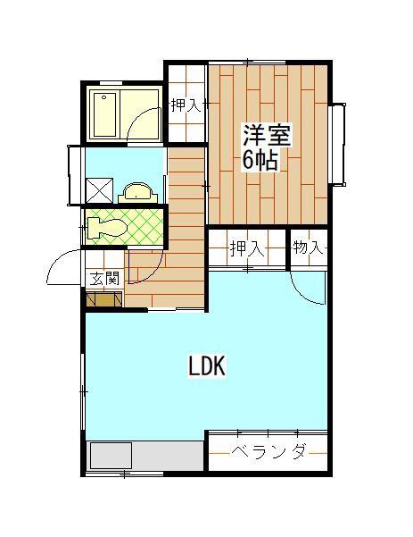 モンシャドミールA棟(1LDK/1階)の間取り写真