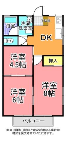 グリーンハウス永田(3DK/2階)の間取り写真