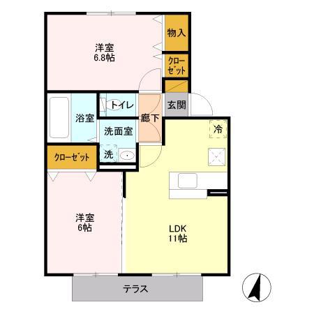 カーサ ドマーニ(2LDK/1階)の間取り写真
