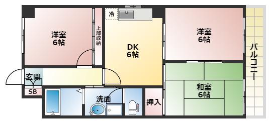 パレス丸山(3DK/1階)の間取り写真