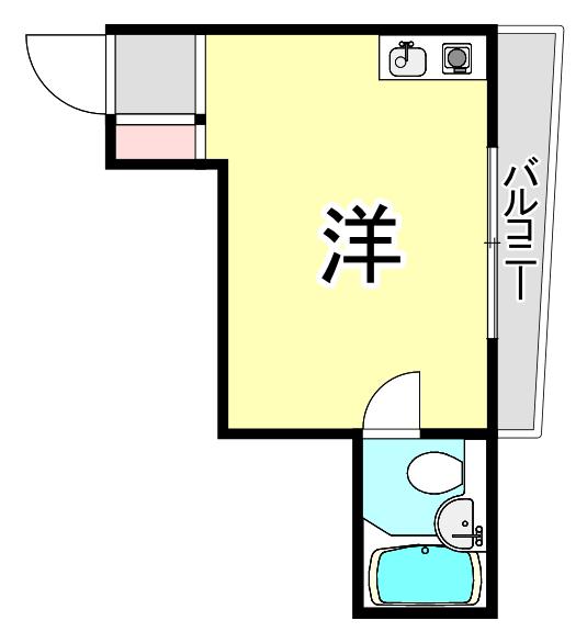 シャトー甲陽(ワンルーム/3階)の間取り写真