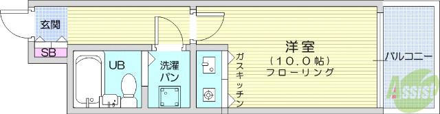 朝日プラザ国分町(ワンルーム/10階)の間取り写真