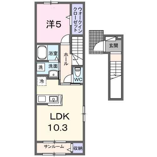 アークリヴェールIV(1LDK/2階)の間取り写真