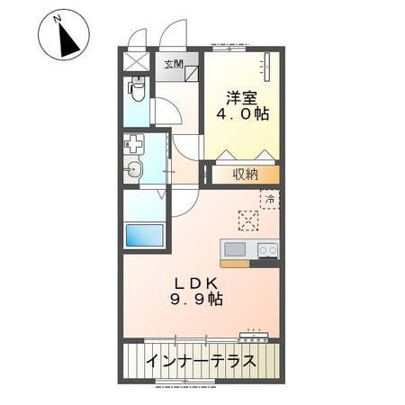 阿見町中郷 (1LDK/1階)の間取り写真