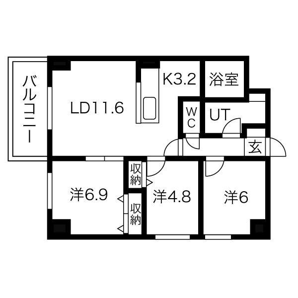 MODENA近代美術館(3LDK/9階)の間取り写真