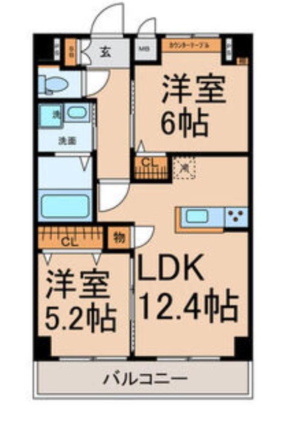 THE RESIDENCE SAKURAYAMA ウエスト(2LDK/10階)の間取り写真