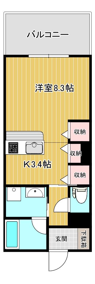 静岡鉄道静岡清水線 新静岡駅 徒歩10分 11階建 築23年(1K/5階)の間取り写真