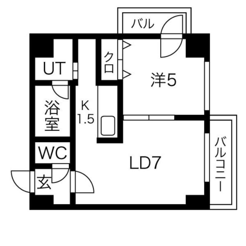 ラ・ヴィスタ行啓通(1LDK/9階)の間取り写真