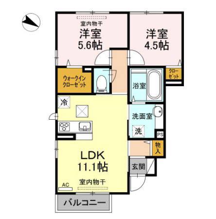 CASA SUPERIOR(2LDK/1階)の間取り写真