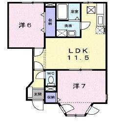 ミーテ通生(2LDK/1階)の間取り写真
