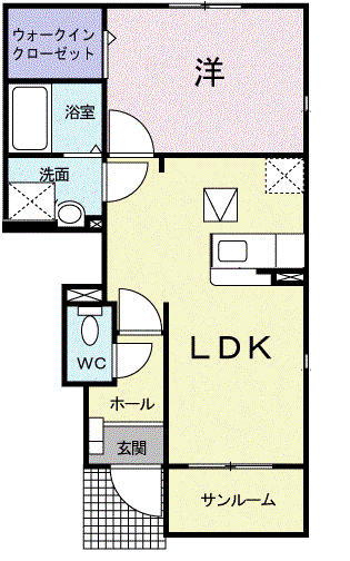 デルニエ シュマンI(1LDK/1階)の間取り写真