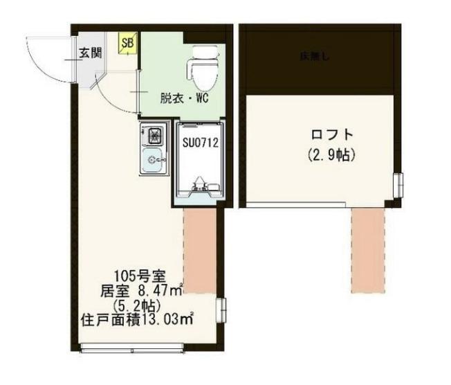 ハーモニーテラス方南II(ワンルーム/1階)の間取り写真