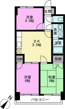 ロイヤル越谷(3DK/3階)の間取り写真