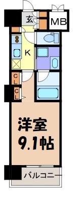 ロイヤルパークスERささしま(1K/10階)の間取り写真