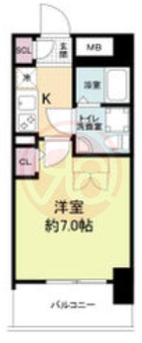 アドバンス難波ラシュレ(1K/2階)の間取り写真