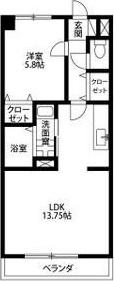 アンプルール ベトン J・T(1LDK/4階)の間取り写真