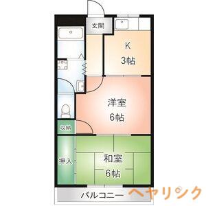 ヴィラ渡辺(2K/1階)の間取り写真