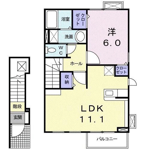 アライブ・ K(1LDK/2階)の間取り写真