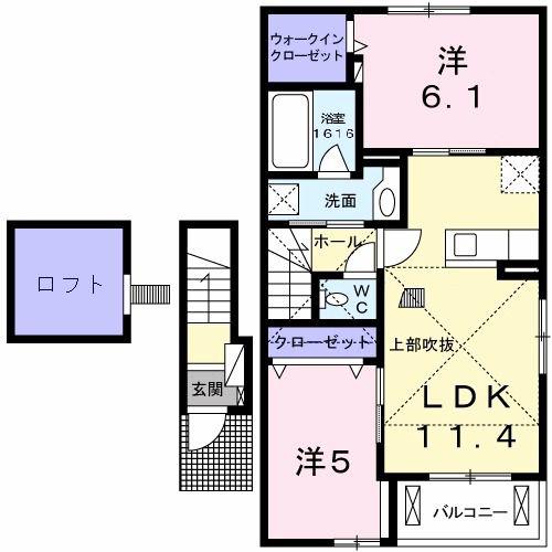 クレモンティーヌ A(2LDK/2階)の間取り写真