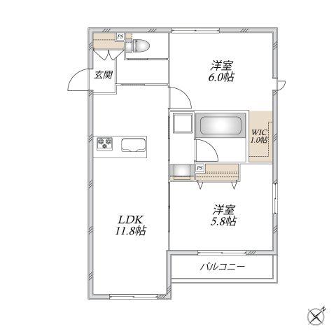宮坂3丁目メゾン(2LDK/2階)の間取り写真