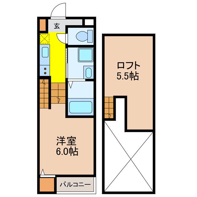 オリーブ平山(1SK/1階)の間取り写真