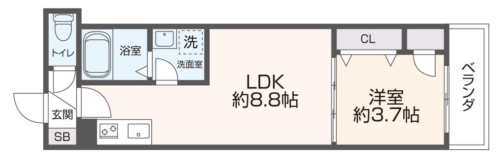 REPOS長瀬(1LDK/2階)の間取り写真