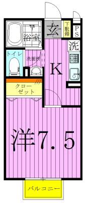 東武伊勢崎線 西新井駅 徒歩12分 2階建 築22年(1K/2階)の間取り写真
