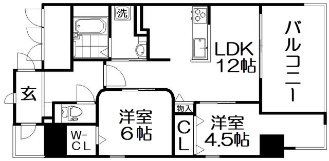 テラス天の川(2LDK/6階)の間取り写真