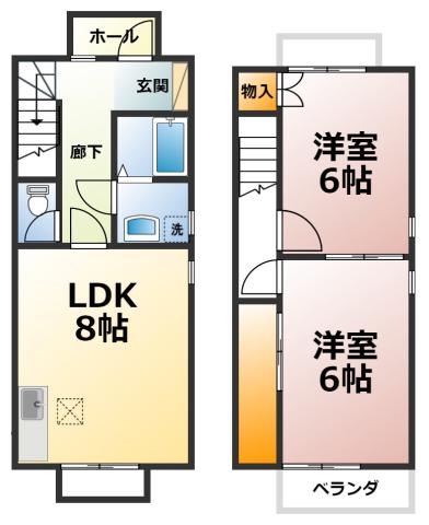 DUPLEX国王323B(2LDK/1階)の間取り写真