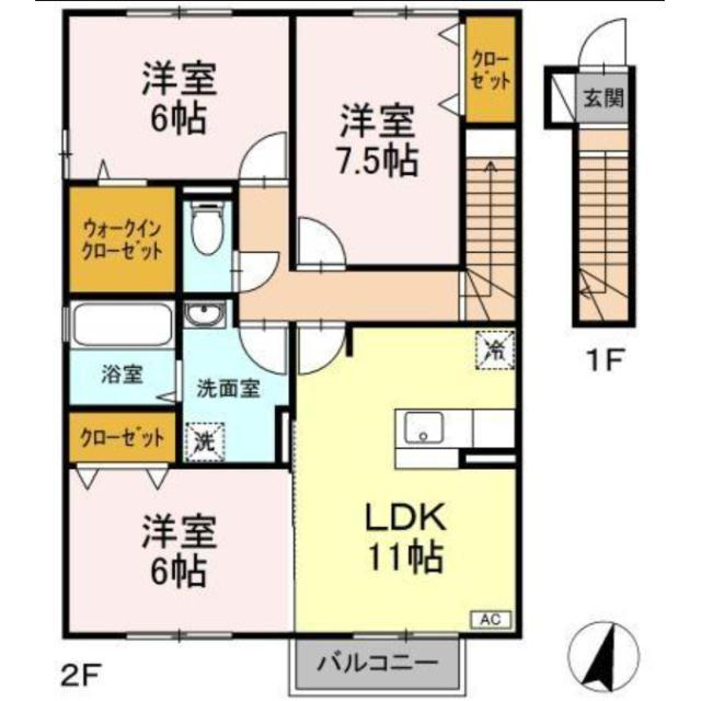 セレネティーC(3LDK/2階)の間取り写真