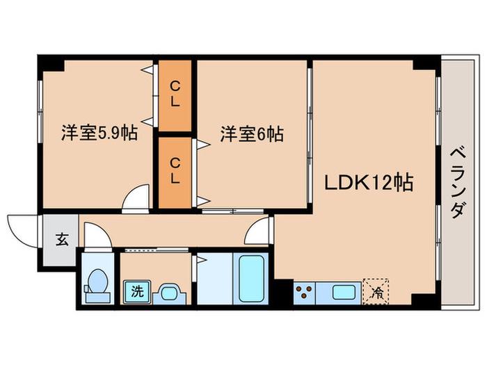 COMFORT T1(2LDK/3階)の間取り写真