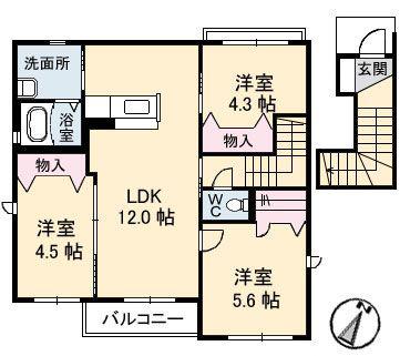 メゾンハウス・T(3LDK/2階)の間取り写真