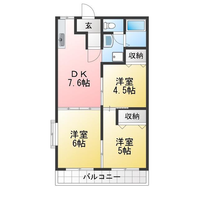ワンニャンテラス(3DK/2階)の間取り写真