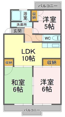 コーポセトリバーシティー(3LDK/2階)の間取り写真