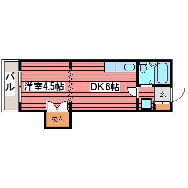 ハイツビバリーヒルズ(1DK/3階)の間取り写真