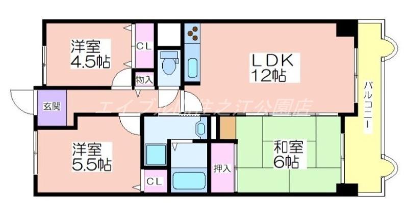 サワー・ドゥー住之江公園(3LDK/11階)の間取り写真