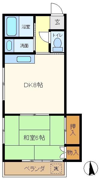小林荘(1DK/2階)の間取り写真