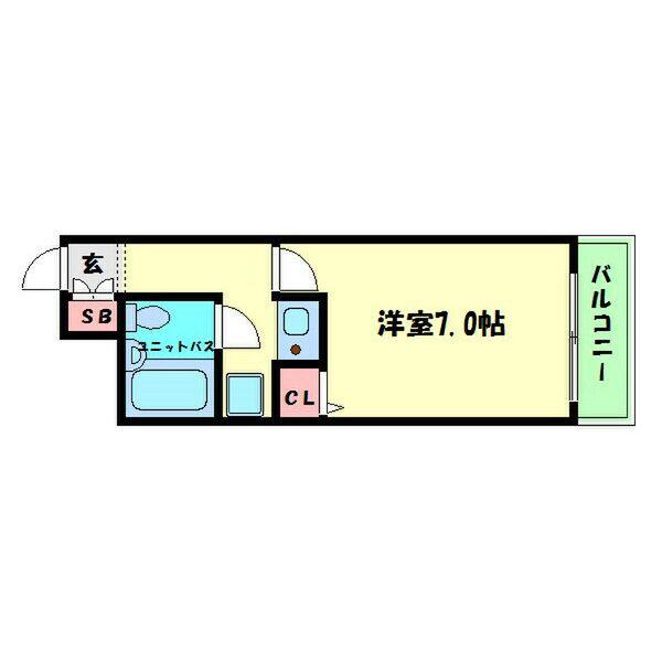 エスリード難波(1K/6階)の間取り写真