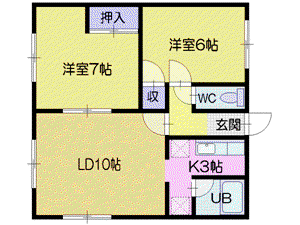 江南ハイツ(2LDK/2階)の間取り写真
