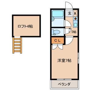 ディアパティオ(1K/2階)の間取り写真