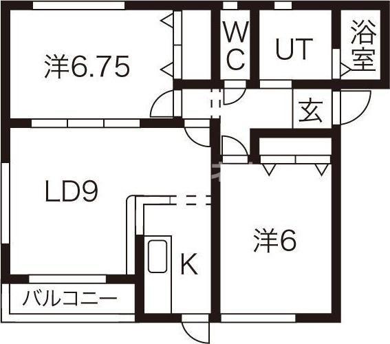 アプローズB(2LDK/1階)の間取り写真