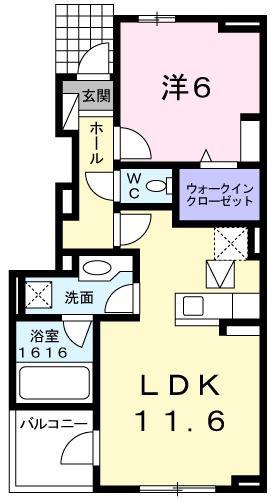 ソレイユ・アビタシオンII(1LDK/1階)の間取り写真