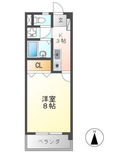 LE DIAMANT BLEUK(1K/1階)の間取り写真