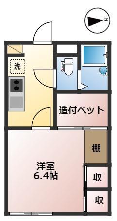 カーサヤマシタ(1K/1階)の間取り写真