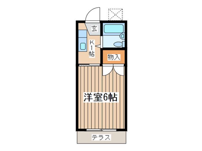 サンライフ浜竹(1K/1階)の間取り写真