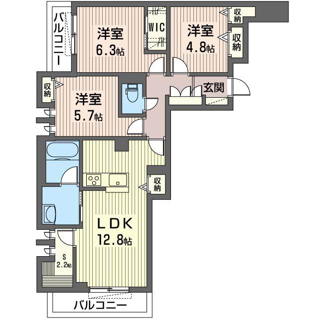 ラルゴ西荻(3LDK/3階)の間取り写真