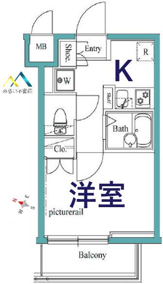 ヴェルト横濱石川町II(1K/5階)の間取り写真