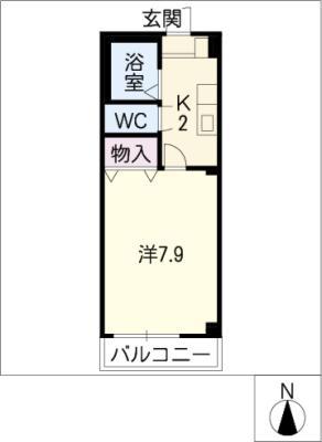 グランデージ島(1K/2階)の間取り写真
