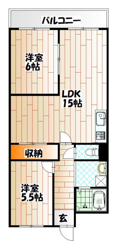 CVビル小倉(2LDK/2階)の間取り写真