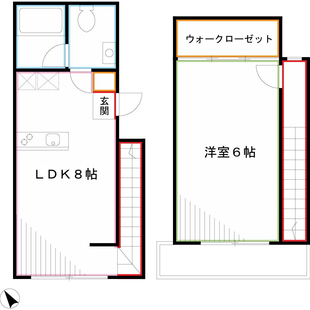 セダーコート武蔵小金井(1LDK/2階)の間取り写真